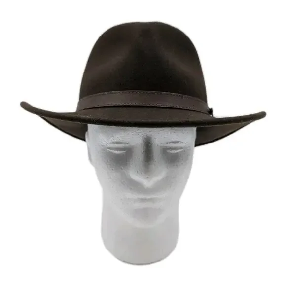 Pendleton Wool Felt Safari Fedora Hat Brown Leather Band Outback Style Medium...